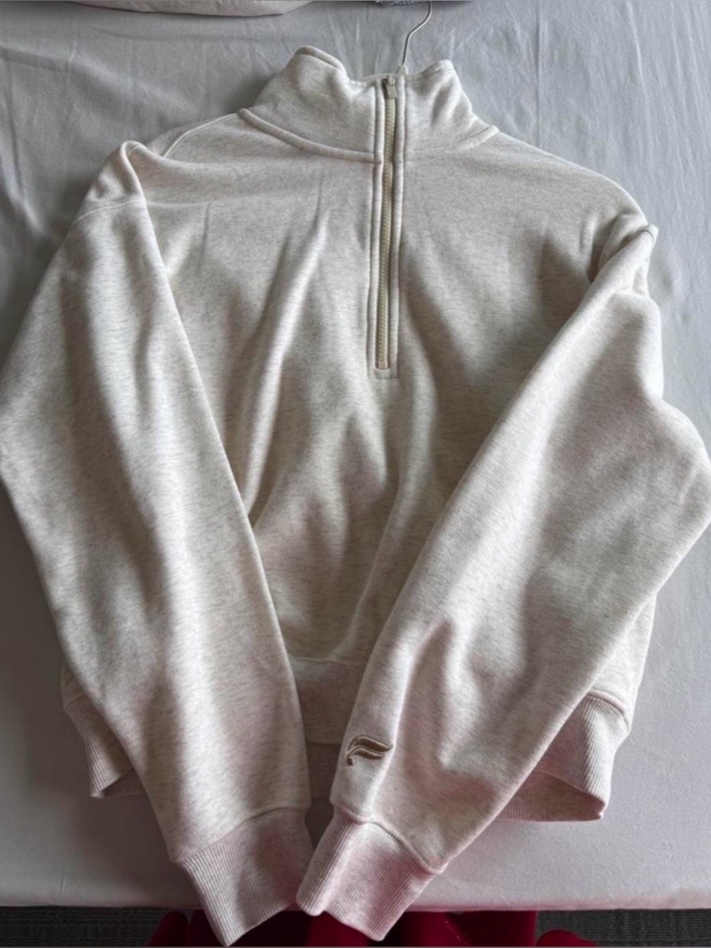 Fabletics Women's Half-Zip Pullover Sweatshirt in Light Cream